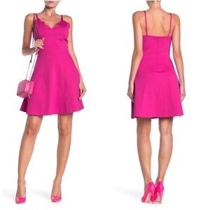 Hot Pink Scallop V-Neck Dress by Love... Ady Size XS